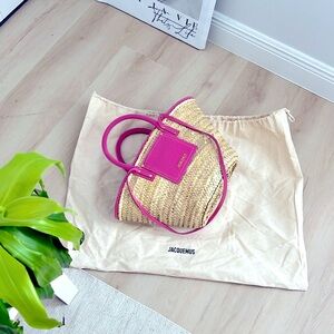 Jacquemus Beige & Pink Hand-woven Vacation Tote